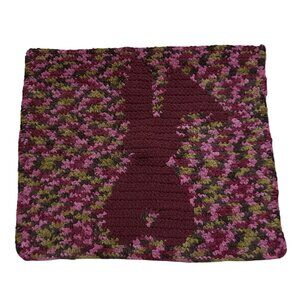 Handmade Crochet Bunny Blanket Purple Wine 25 x 30" Lap Stroller Blanket Easter